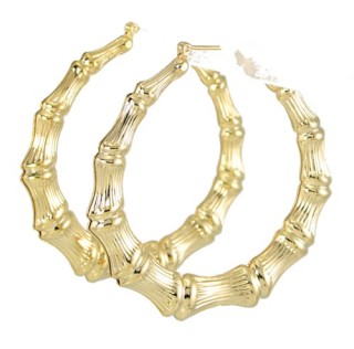 gold bamboo hoop earrings