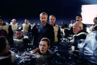 james cameron in water titanic movie